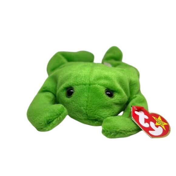 TY BEANIE BABIES LEGS the FROG 1993 Plush Stuffed Animal & Card - Picture 1 of 7